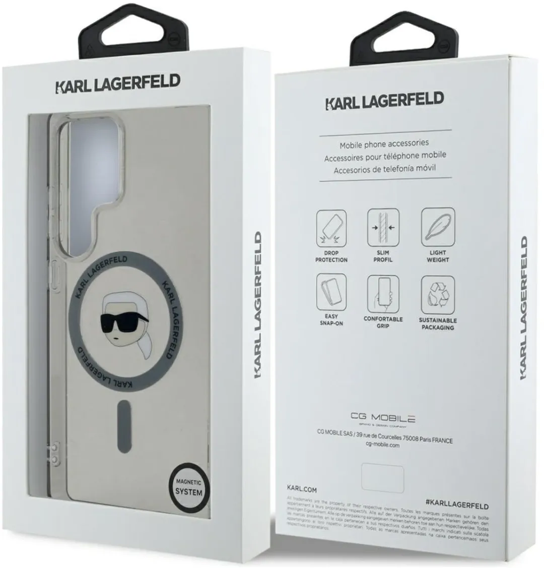 Karl Lagerfeld Magnetische Hoes Karl Hoofd voor Samsung Galaxy S25 Ultra - Transparent
