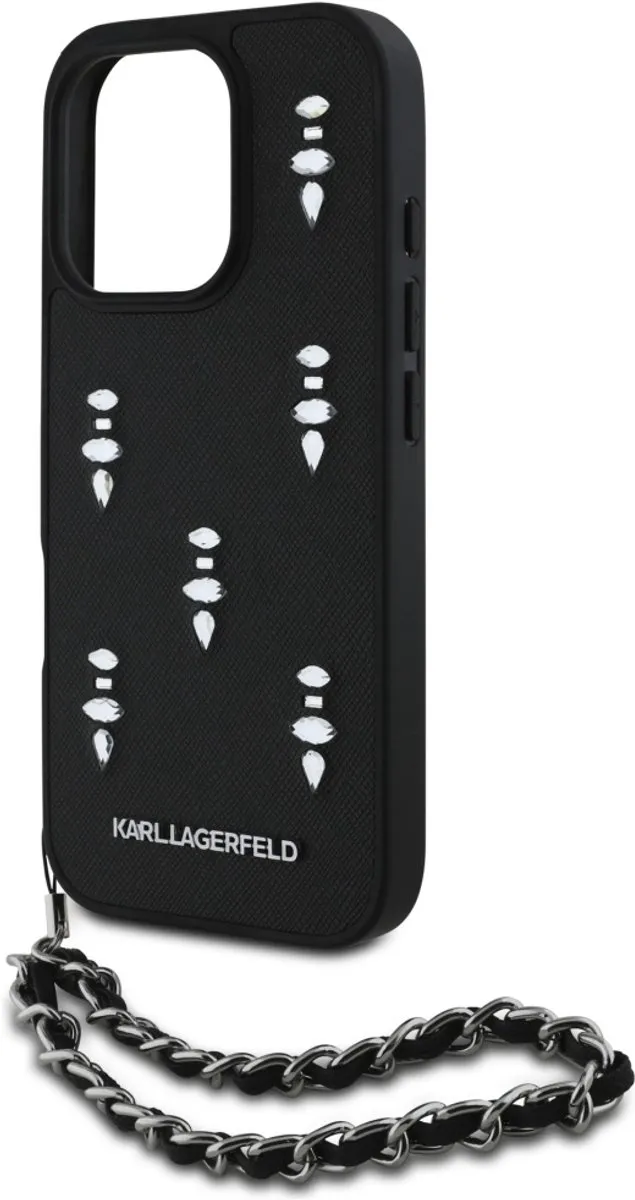 Karl Lagerfeld Saffiano Crystals Hoesje iPhone 16 Pro - Transparent