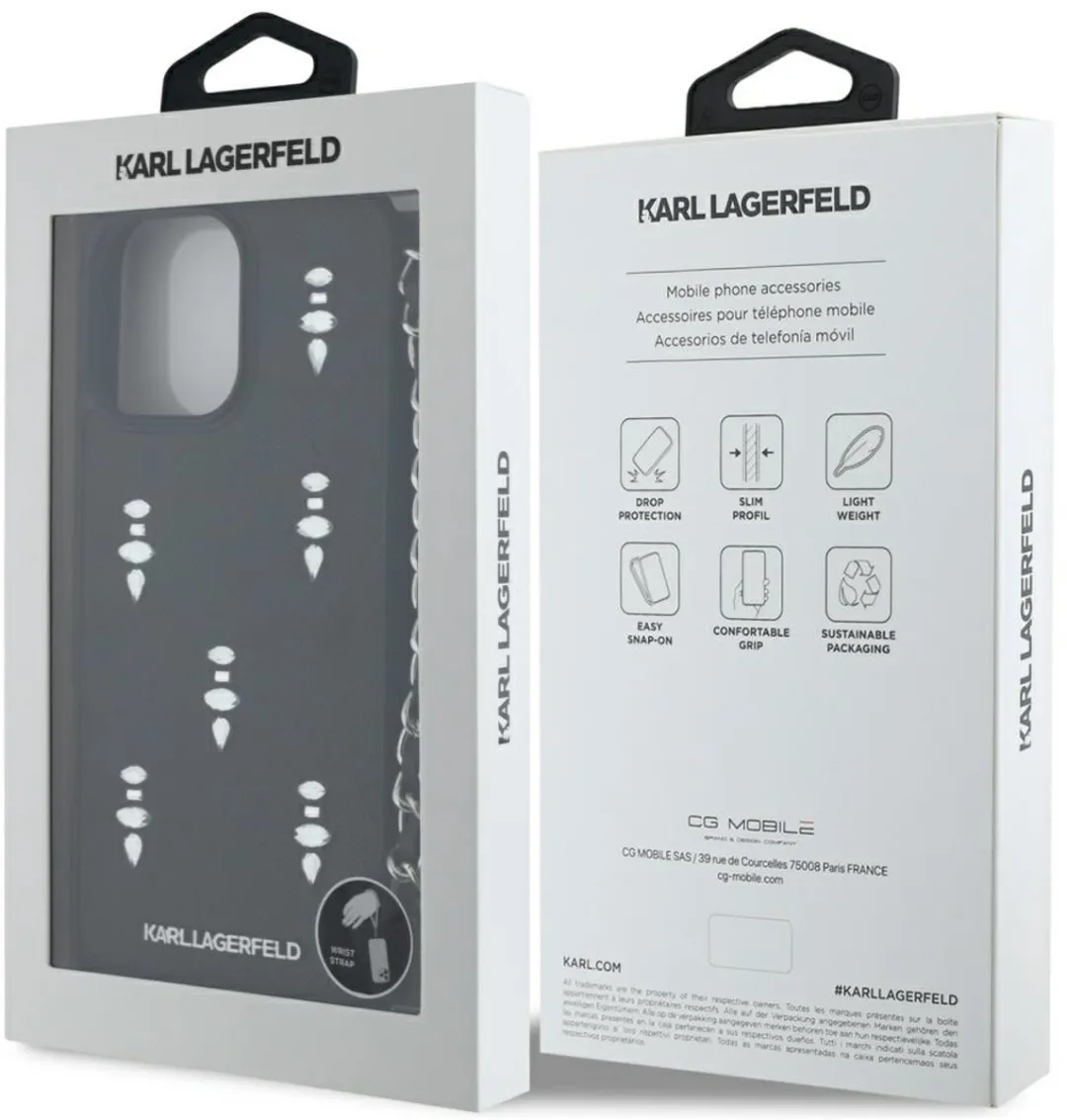 Karl Lagerfeld Saffiano Crystals Hoesje iPhone 16 Pro - Transparent - afbeelding 6 van 6