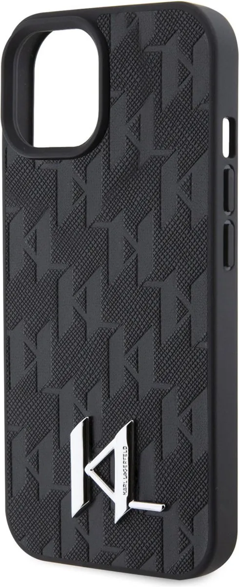 Karl Lagerfeld iPhone 15 Hardcase - KL Metal Logo - Zwart
