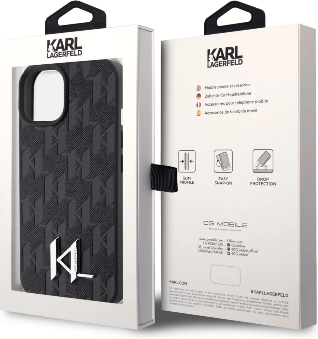 Karl Lagerfeld iPhone 15 Hardcase - KL Metal Logo - Zwart
