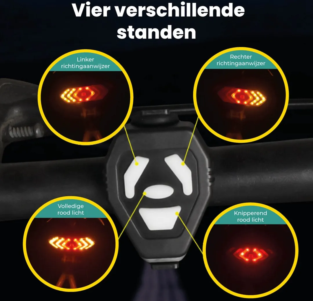 Voltano Fiets Richtingaanwijzer USB - Waterdicht - Zwart - afbeelding 6 van 6
