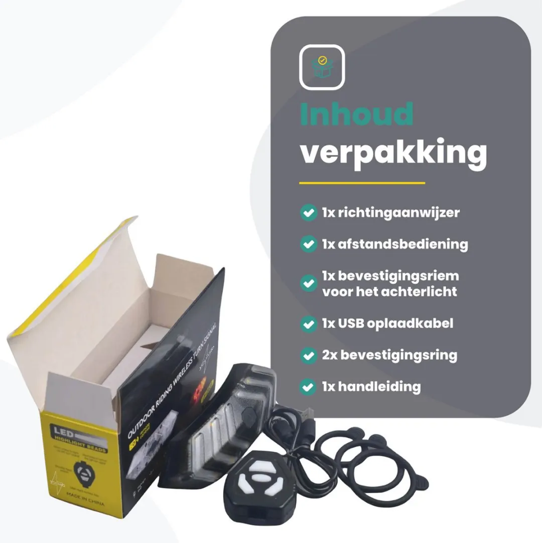 Voltano Fiets Richtingaanwijzer USB - Waterdicht - Zwart
