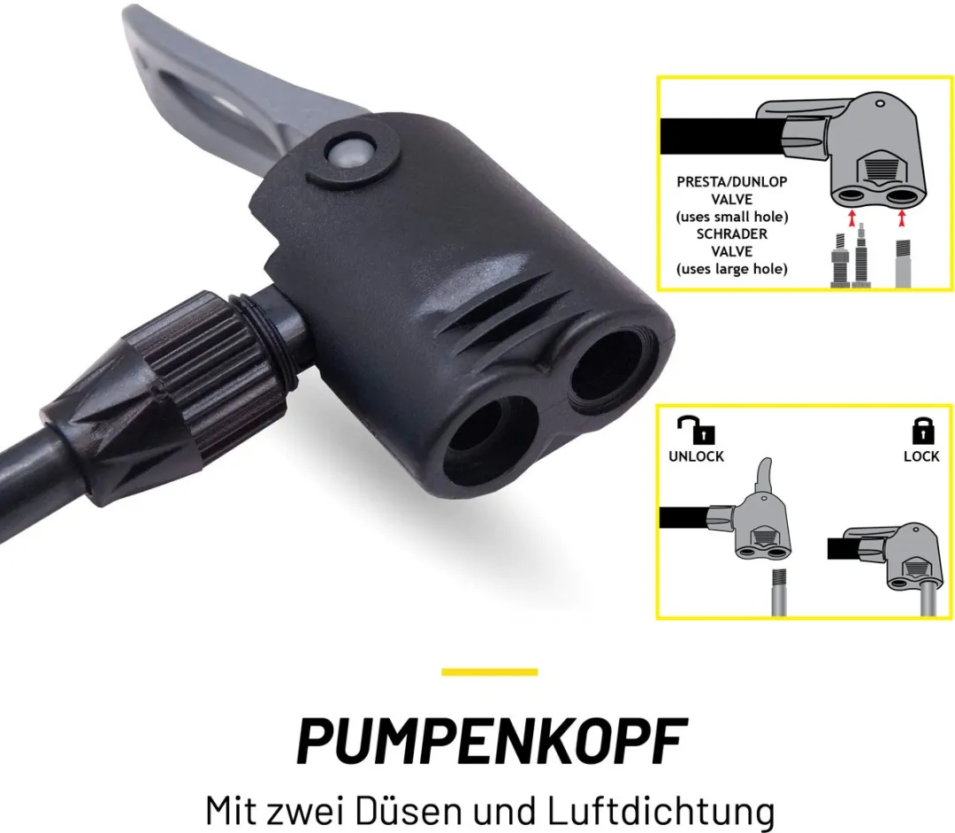 Dunlop Staande Fietspomp 12 bar - Presta/Schrader/Dunlop - afbeelding 6 van 6