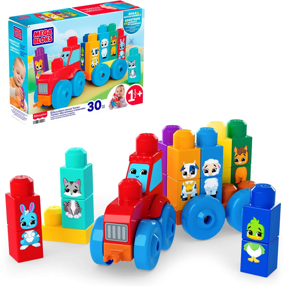 Mega Bloks Dieren Tractor Bouwspeelgoed 30 Stuks - Multicolor