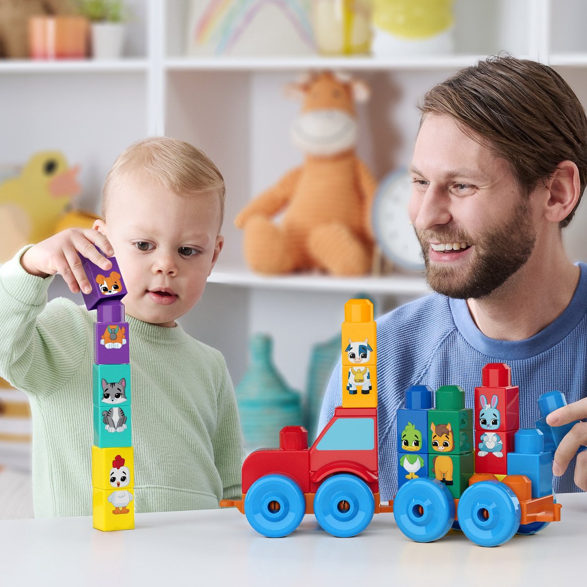 Mega Bloks dieren tractor kleurrijk bouwspeelgoed