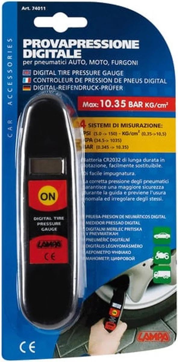 Lampa Digitale Bandenpompdrukmeter 10-15 Bar - Zwart - afbeelding 5 van 6