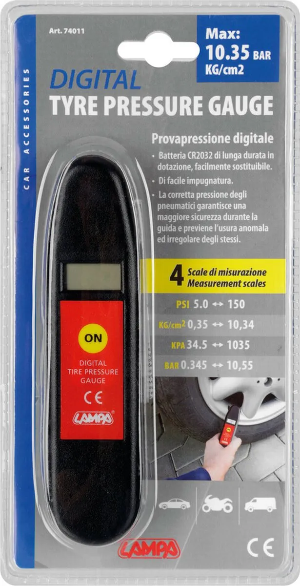 Lampa Digitale Bandenpompdrukmeter 10-15 Bar - Zwart - afbeelding 3 van 6