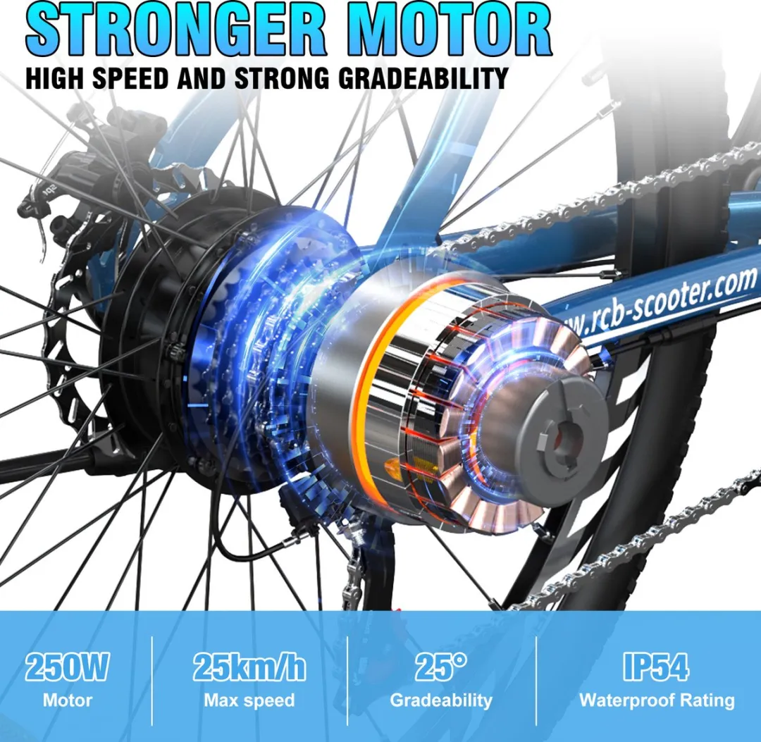 RCB Mountainbike Elektrische Fiets 250W - 26" 7-Speed - Zwart