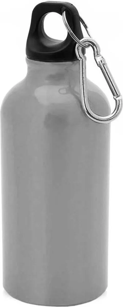 Bellatio Design Aluminium Waterfles 400ml - Zilver - 4 Stuks