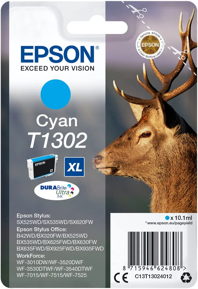 Epson T1302XL Cyaan Inktcartridge - 10.1ml