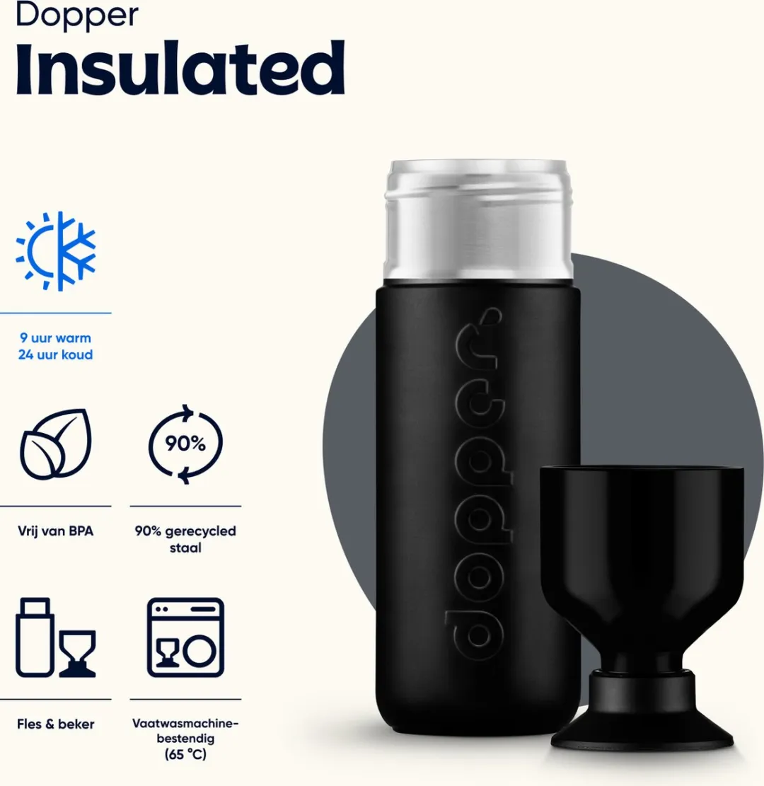 Dopper Insulated 2035 Drinkfles 580ml - Blazing Black