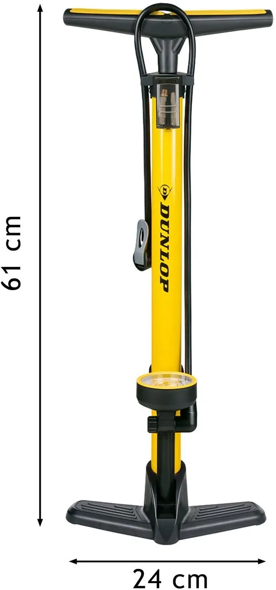 Dunlop Fietspomp 180 PSI met Drukmeter - o.a. Presta/Schrader - Zwart
