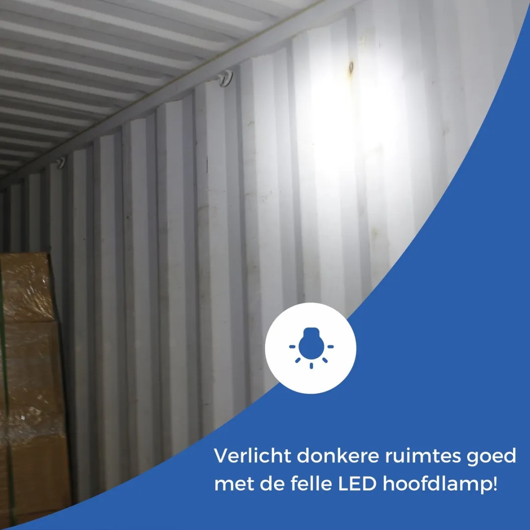 TETRA Hoofdlamp 350LM IP65 USB Oplaadbaar - 7 Standen Blauw/Zwart