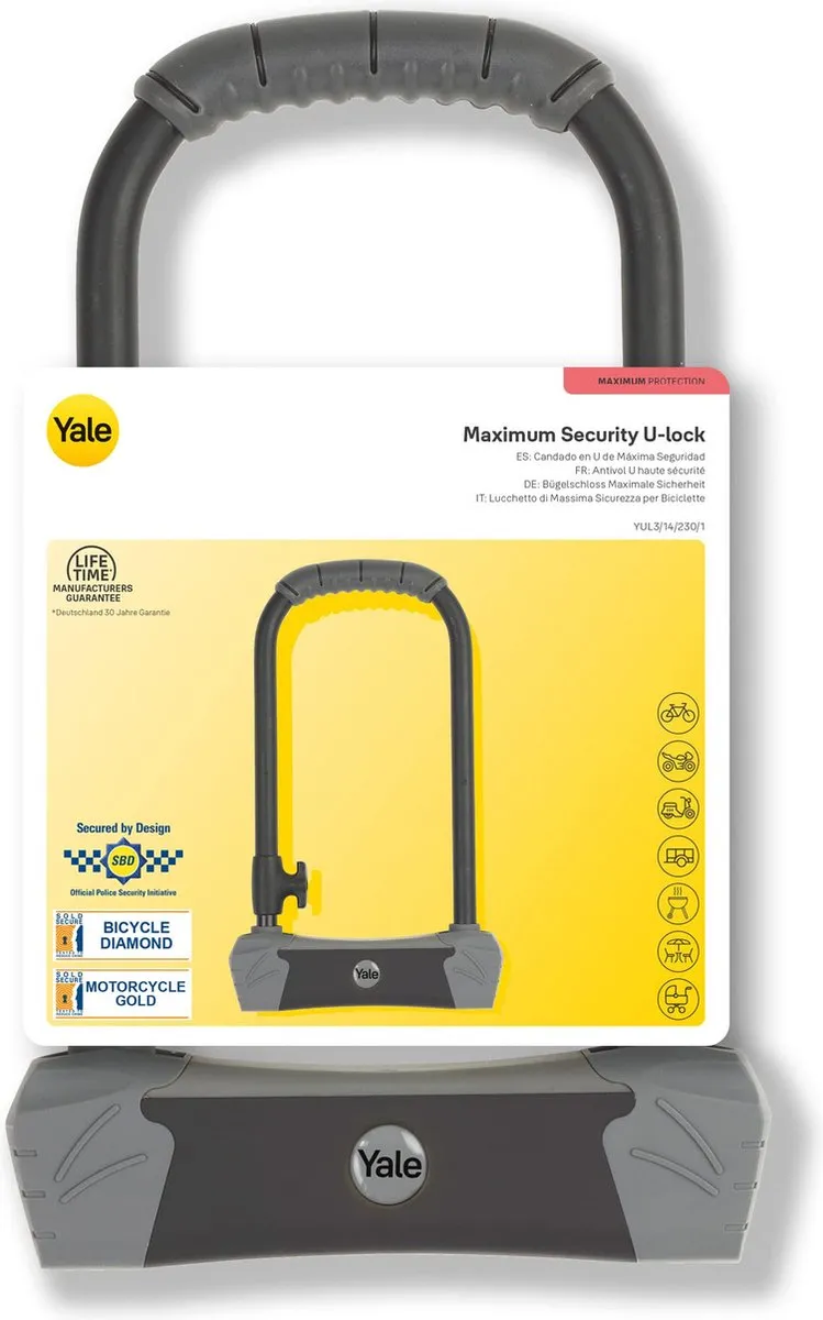 Yale Beugelslot Maximum Protection Gehard Staal - 4 Sleutels Zwart - afbeelding 6 van 6