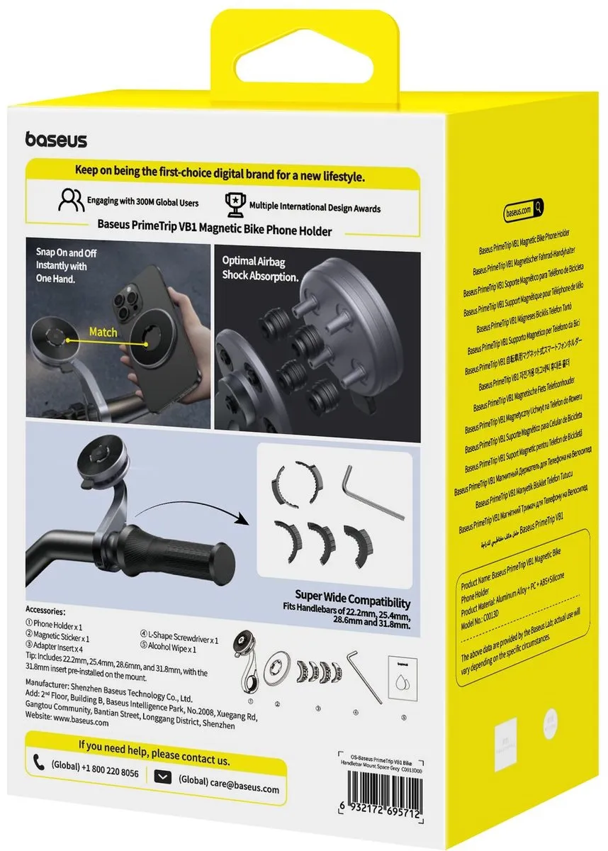 Baseus PrimeTrip VB1 MagSafe Fietsstuurhouder - Zwart