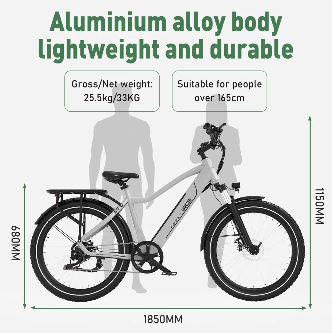 RCB G5 Elektrische Fiets 250W - 7 Versnellingen - 468Wh - Zilver