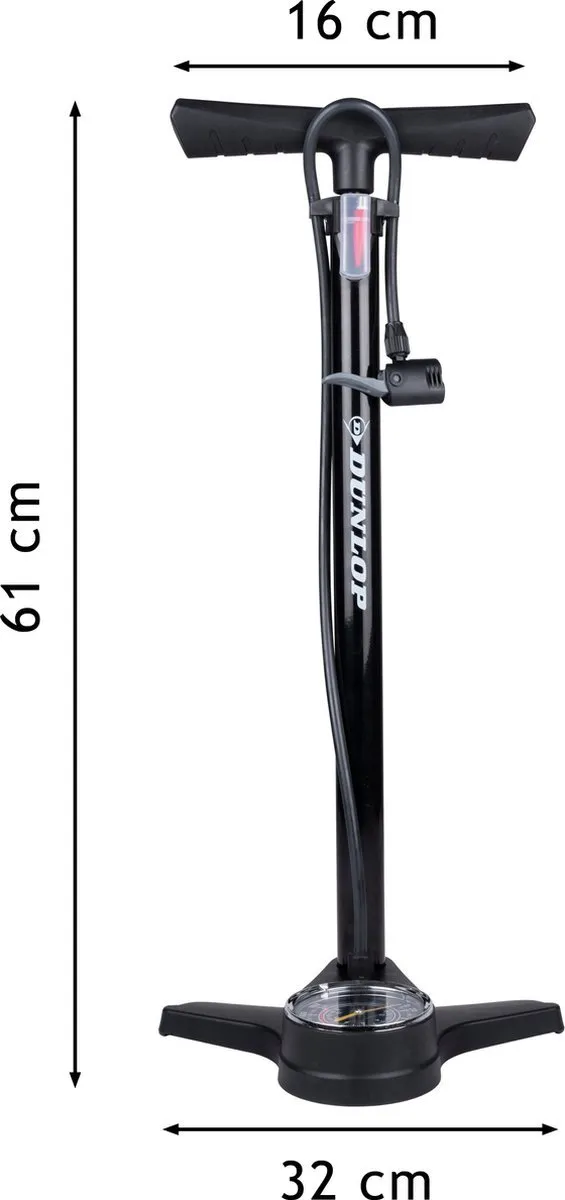 Dunlop Fietspomp met Drukmeter 180 PSI - Zwart