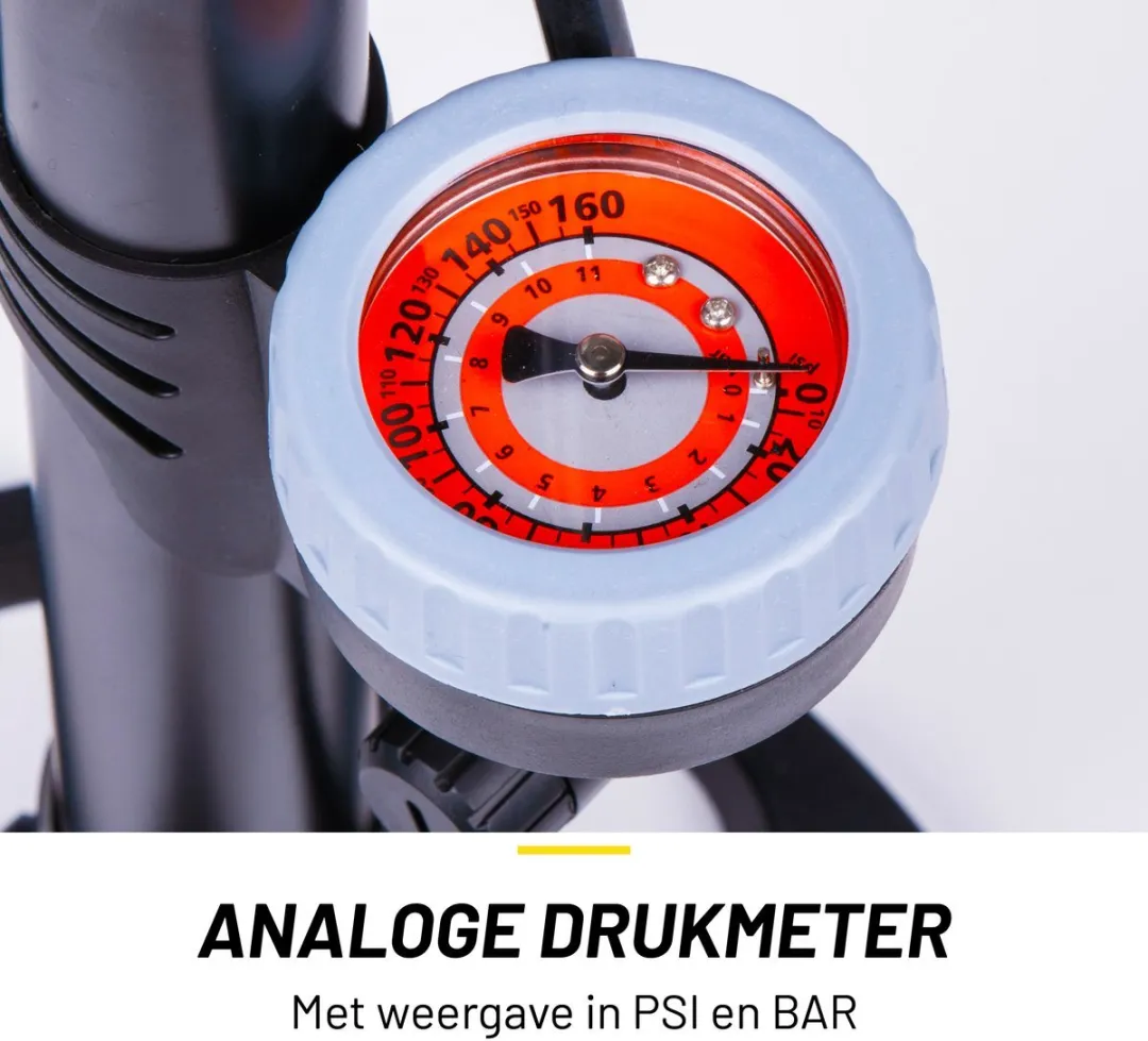 Dunlop Fietspomp met Drukmeter 180 PSI - Zwart - afbeelding 6 van 6
