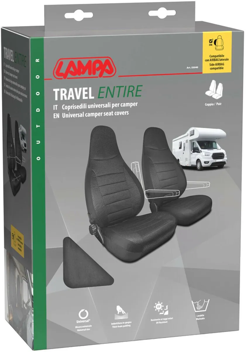 Lampa Travel Entire Universele Camperstoelhoezen - Zwart