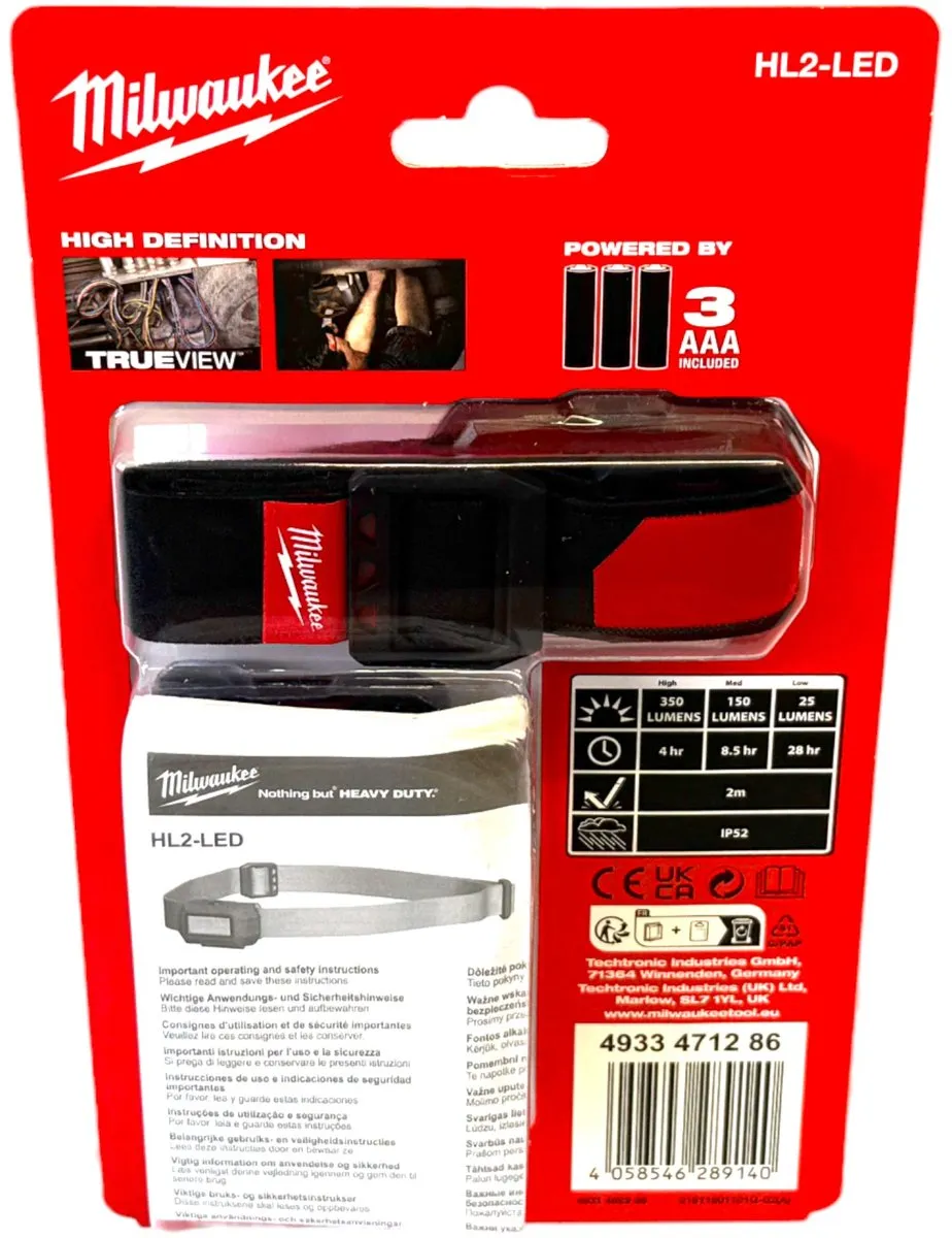 Milwaukee HL2-LED Hoofdlamp 4.5V Rood