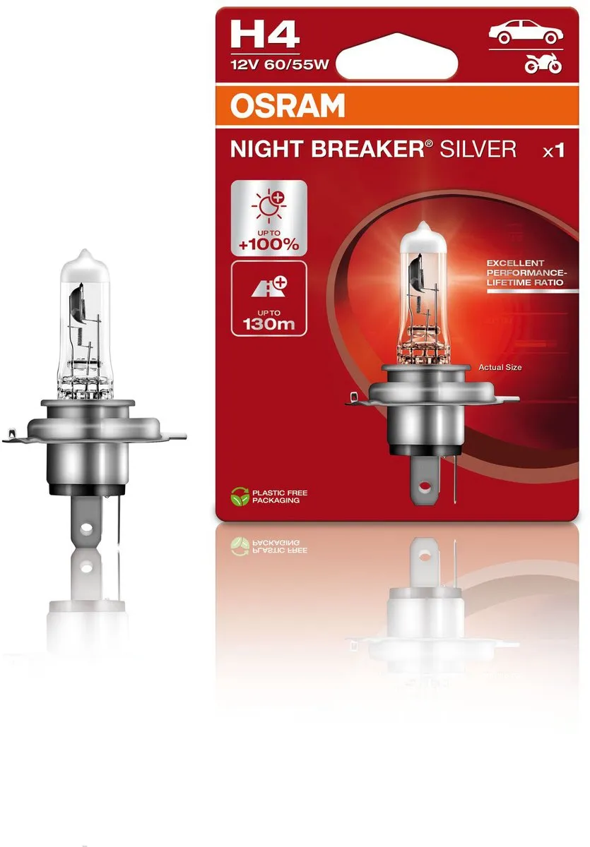 Osram Night Breaker Silver H4 Autolamp 12V 60/55W