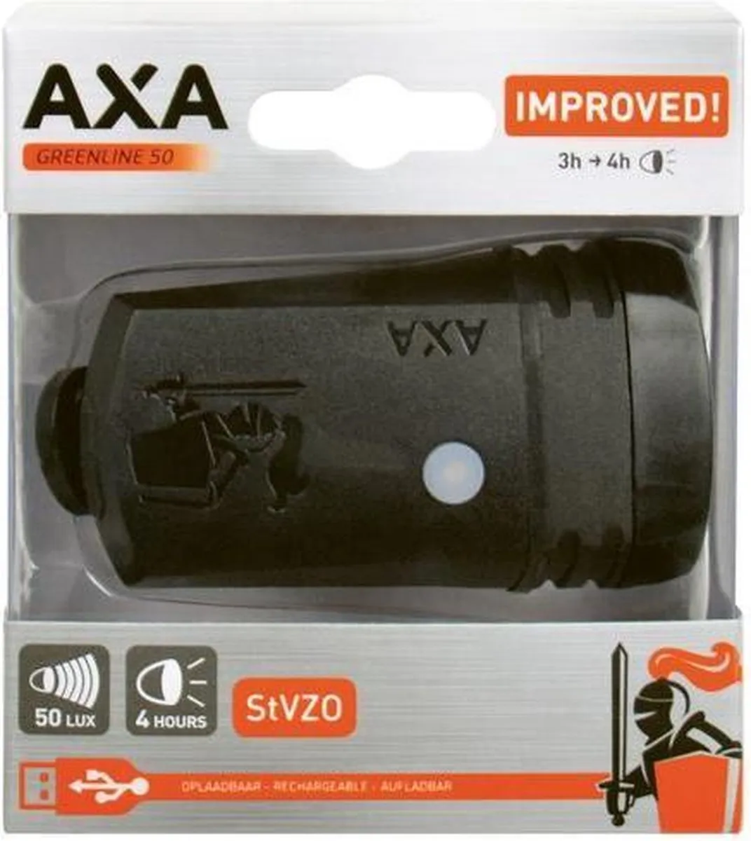 AXA Greenline 50 Lux Fietslamp - USB Oplaadbaar - Zwart - afbeelding 6 van 6