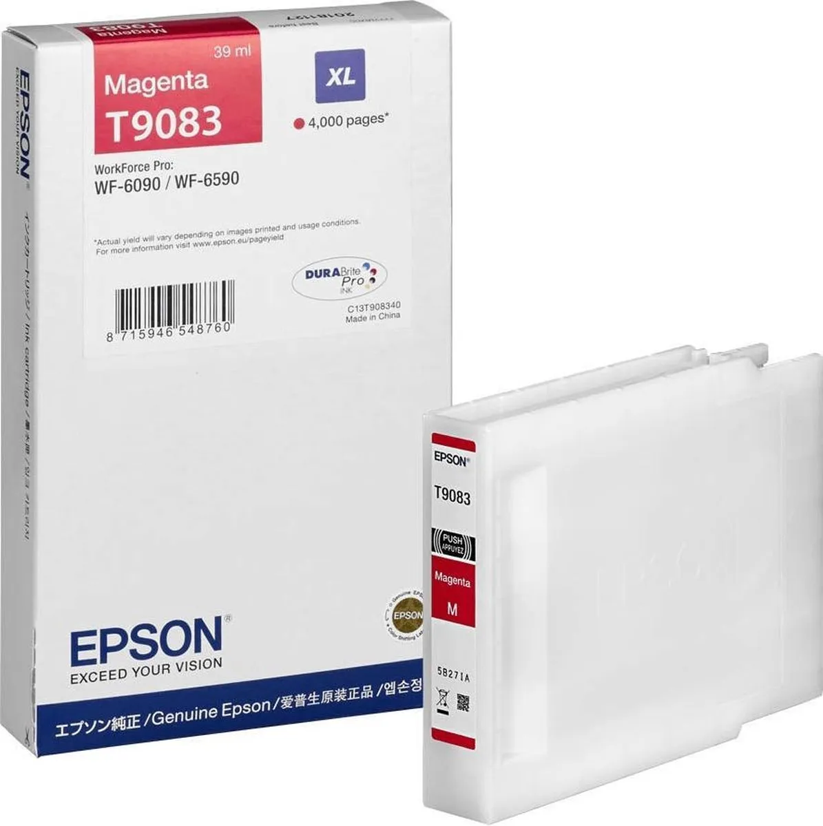 Epson T9083XL Magenta Inktcartridge 39ml