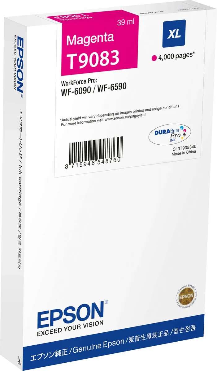 Epson T9083XL Magenta Inktcartridge 39ml