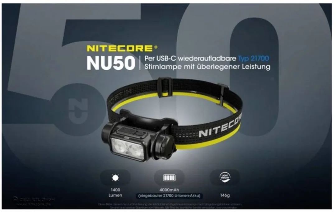 Nitecore NU50 Hoofdlamp - 1400 Lumen - Zwart