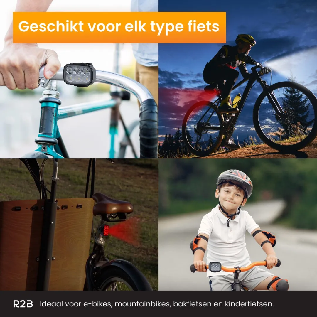 R2B Fietslicht Straps Set - 2 Stuks - 350 Lux