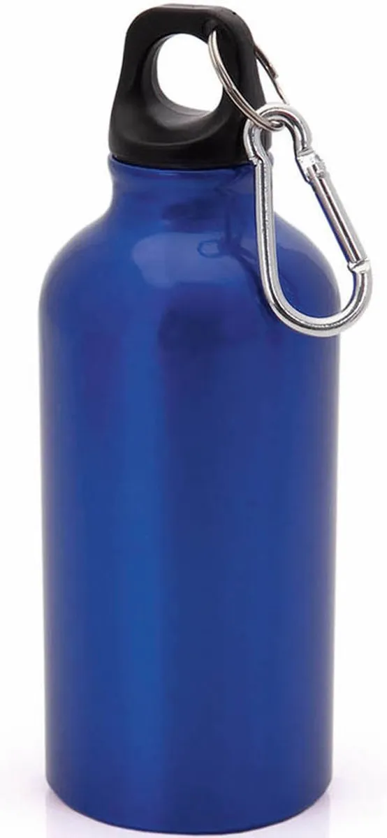 Bellatio Design Aluminium Waterfles Blauw 400ml - 3 Stuks