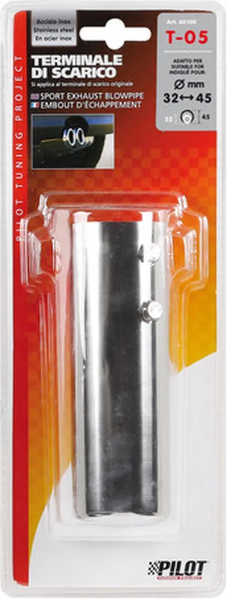 Lampa RVS Uitlaatsierstuk T-5 32mm - Zilver