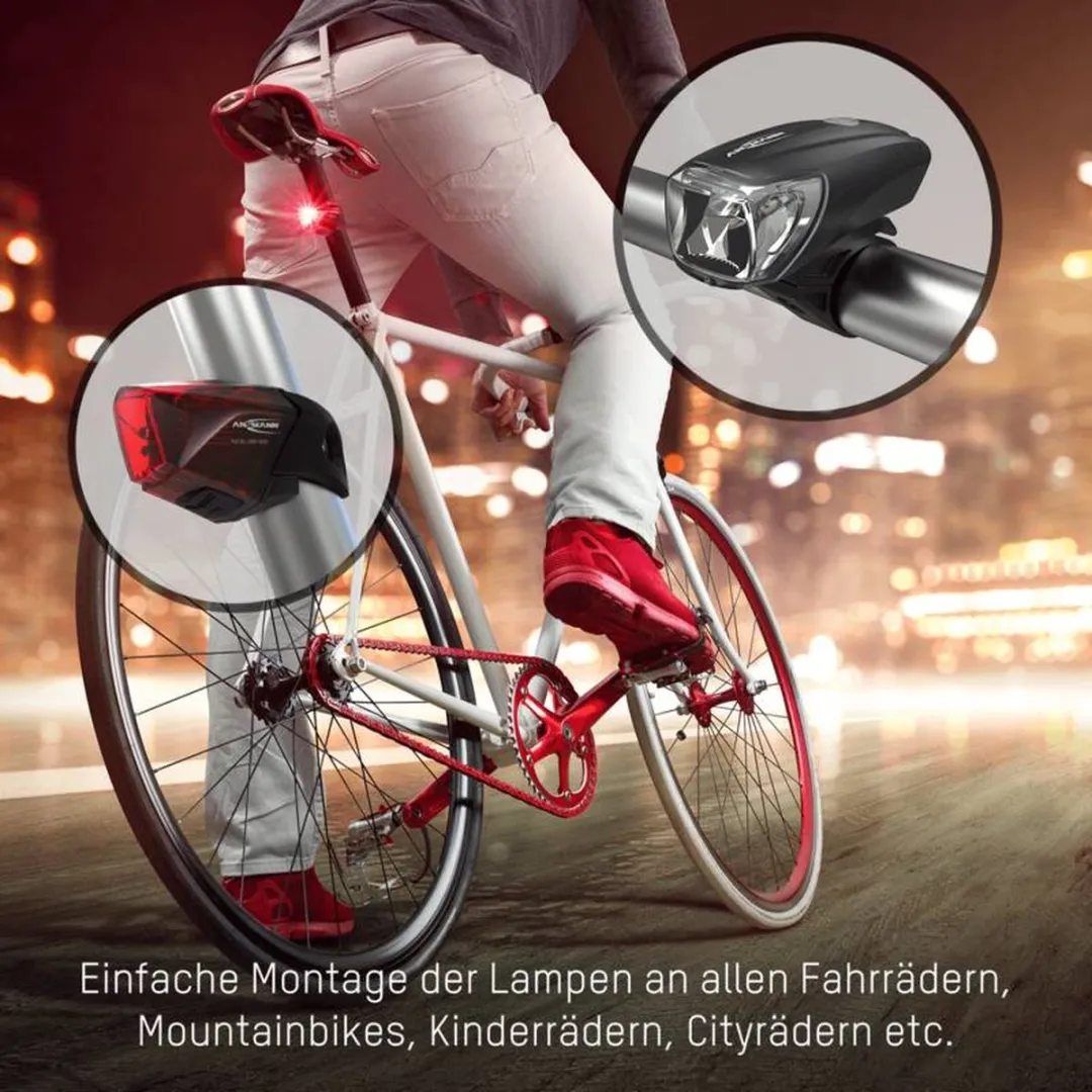 Ansmann Fietslamp Combo LED AKKU - 35 Lux - Zwart