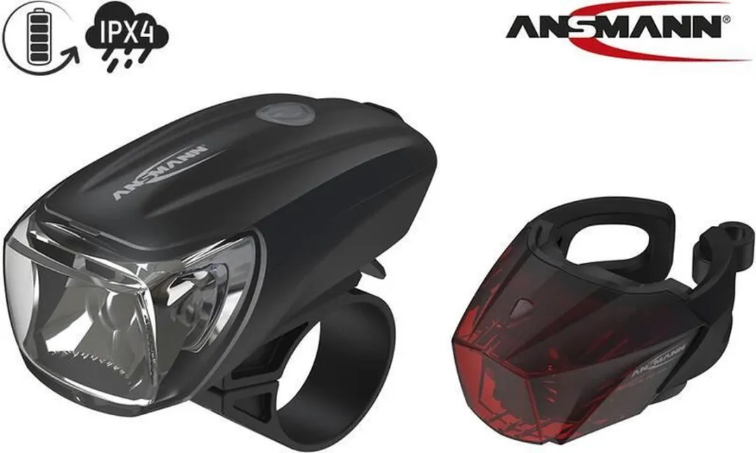 Ansmann Fietslamp Combo LED AKKU - 35 Lux - Zwart