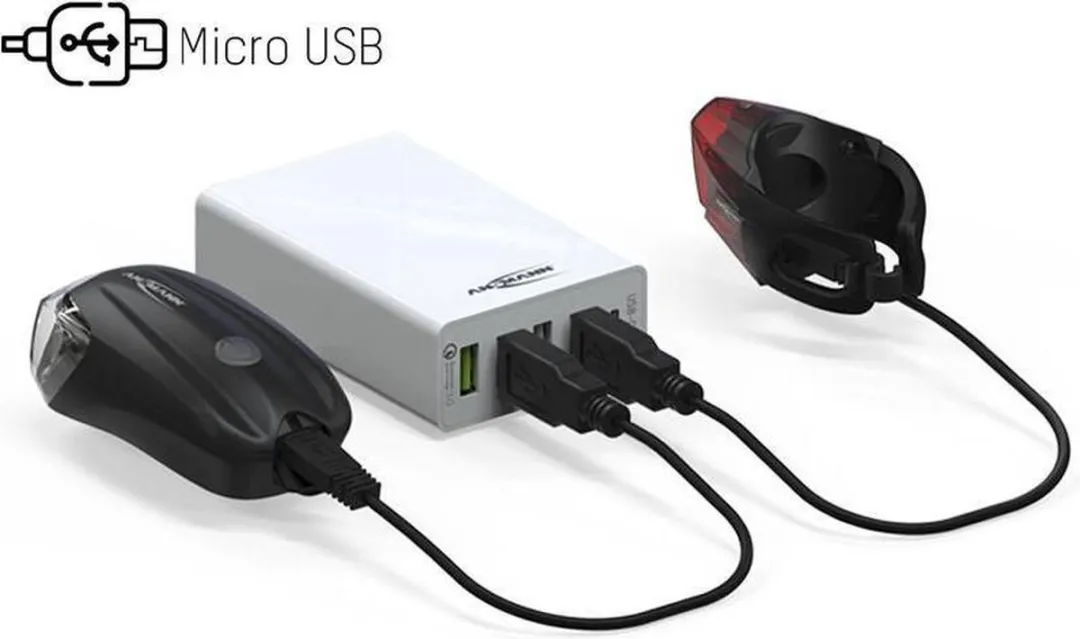 Ansmann Fietslamp Combo LED AKKU - 35 Lux - Zwart