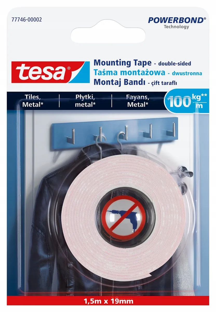Tesa Serie 77746 Montageband 1,5m x 19mm - Wit