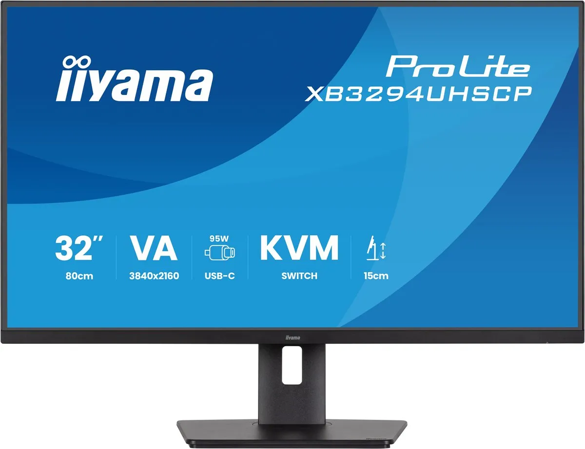 iiyama ProLite XB3294UHSCP-B1 32 inch Monitor - 4K VA - USB-C 95W - KVM-switch