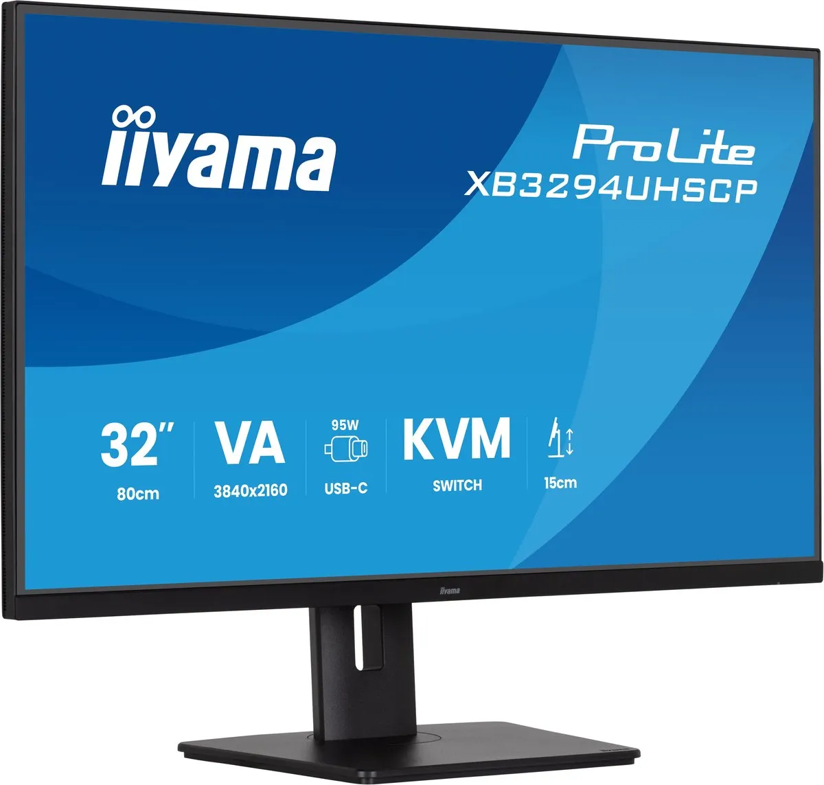 iiyama ProLite XB3294UHSCP-B1 32 inch Monitor - 4K VA - USB-C 95W - KVM-switch