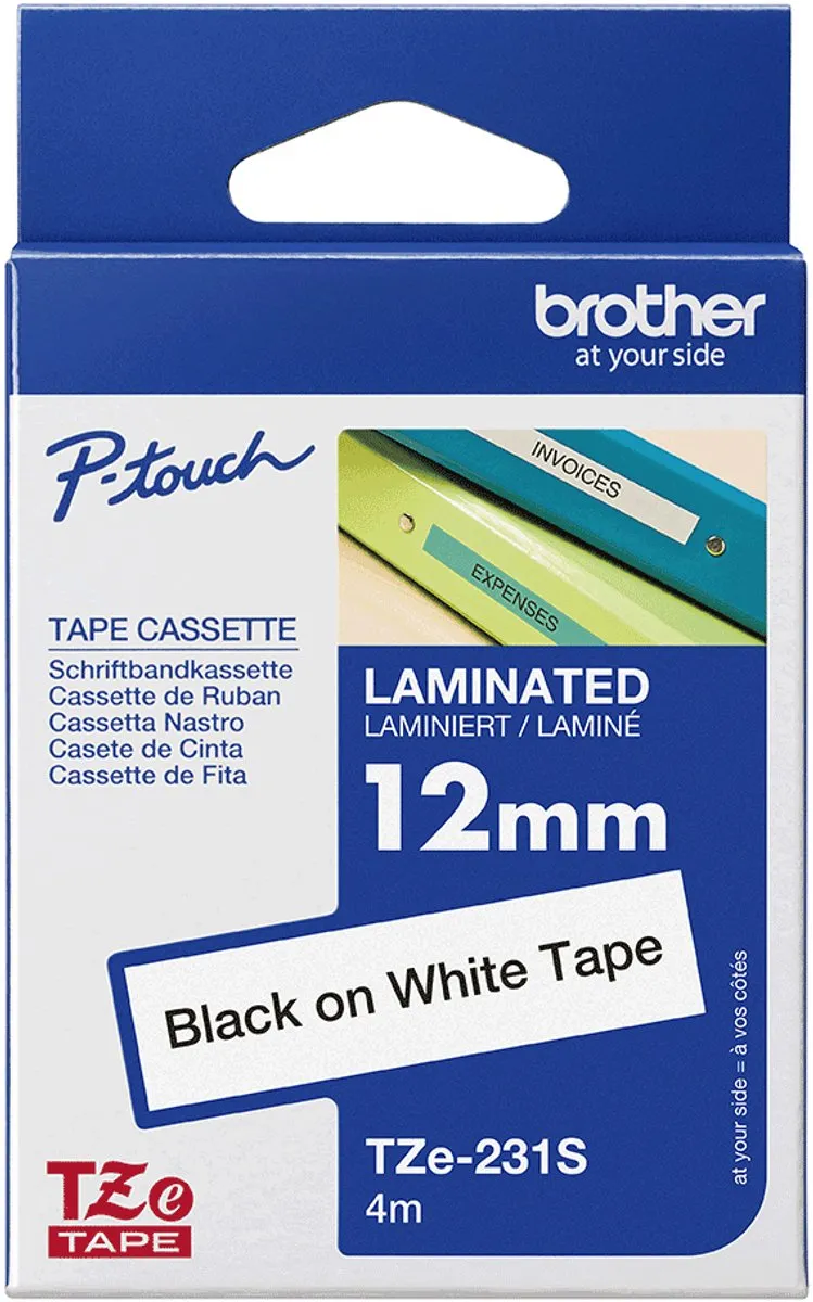 Brother TZE-231S Lettertape - Zwart op wit