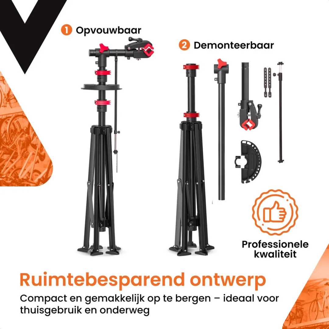 Frame Up Fietsmontagestandaard - tot 45KG - Zwart/Rood