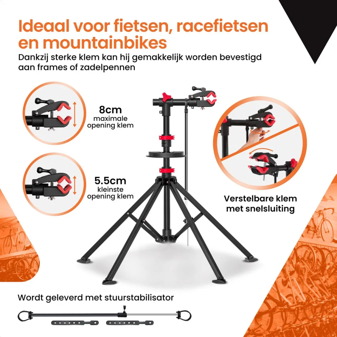Frame Up Fietsmontagestandaard - tot 45KG - Zwart/Rood