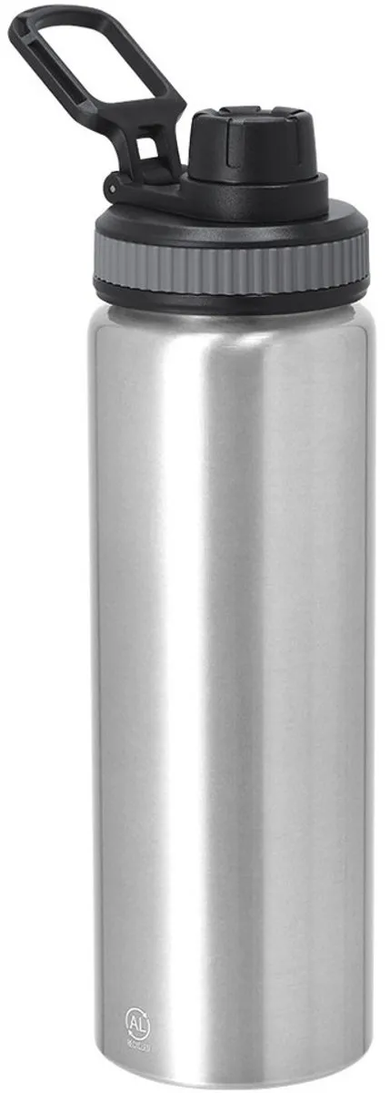 Bellatio Design Fitmaster Waterfles 800ml - Metallic Zilver - 2 Stuks