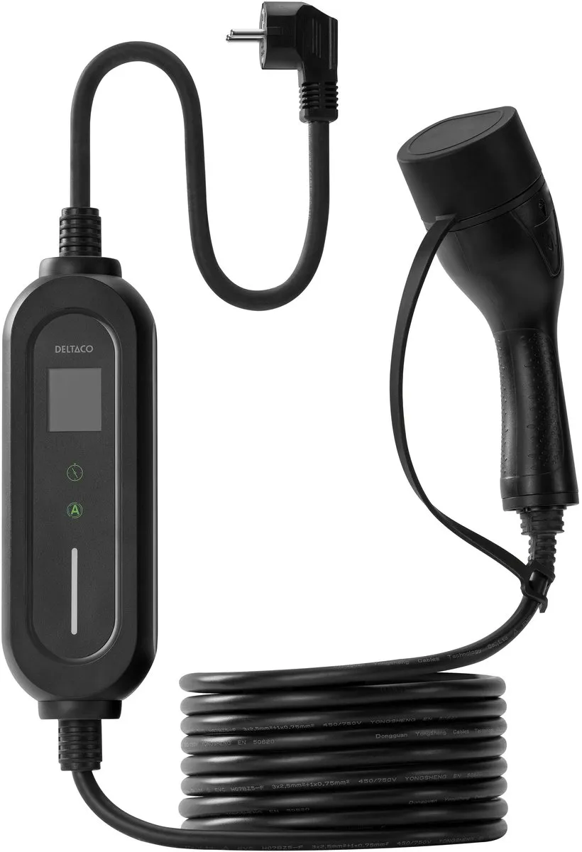 Deltaco e-Charge Kabel Type 2 - 3,6kW - Zwart