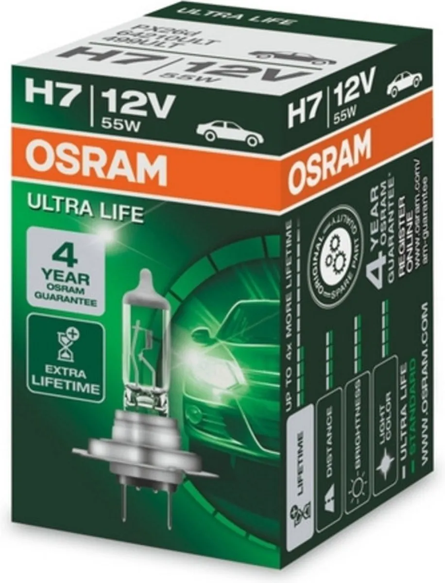 Osram Ultra Life H7 Halogeenlampen 12V/55W - 2 Stuks