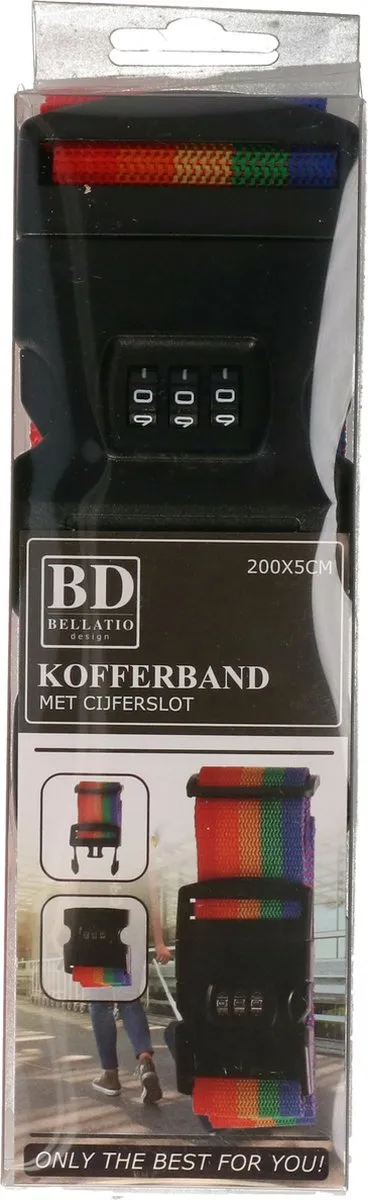 Bellatio Design Bagageriem met Cijferslot - 2 Stuks - Regenboog - 200x6cm