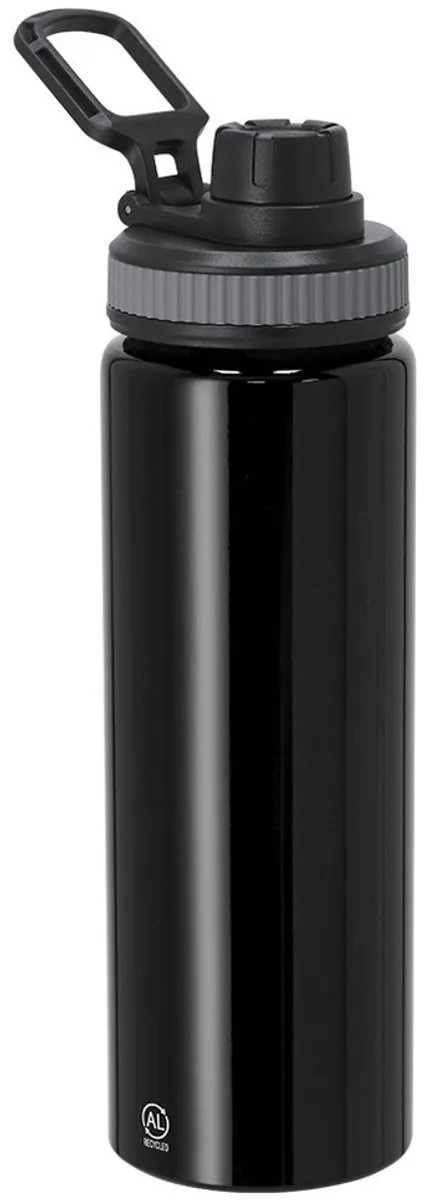 Bellatio Design Fitmaster Waterfles 800ml - Metallic Zwart - 2 Stuks