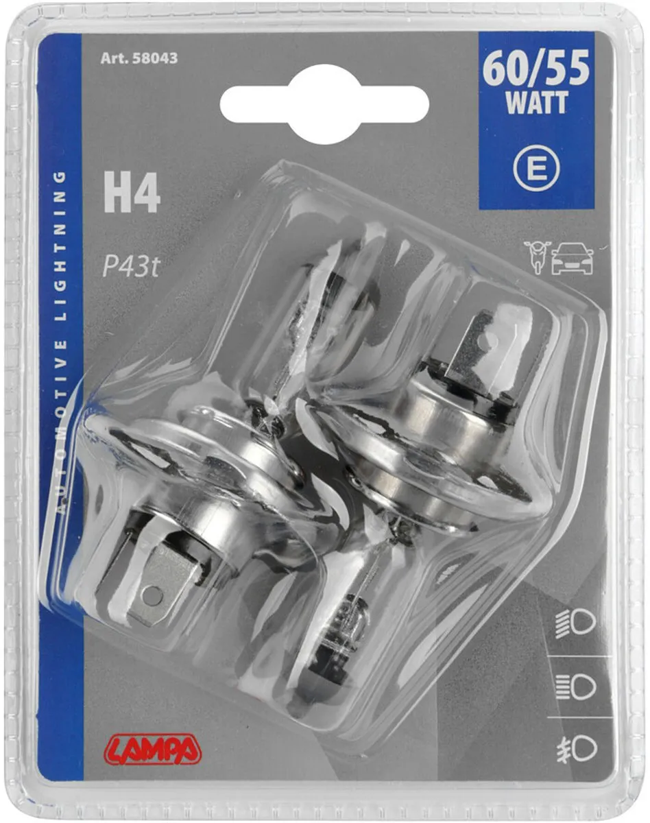 Lampa 12V Halogeenlamp H4 60/55W - 2 Stuks