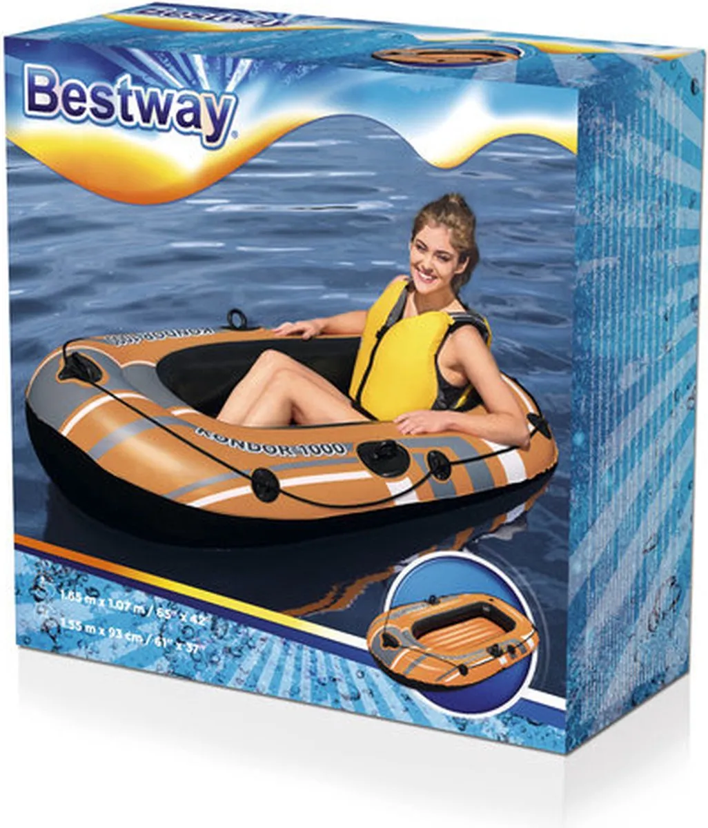 Bestway Kondor 1000 Opblaasboot 1 Persoon - 155x93cm - Oranje/Grijs