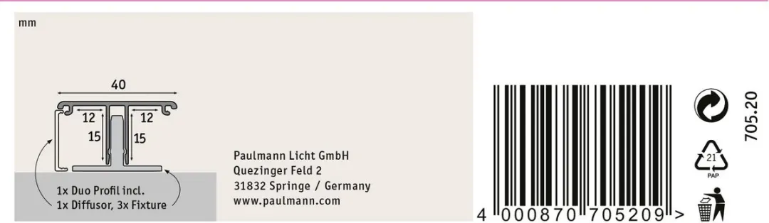 Paulmann LED Strip Profiel Duo 1m Alu